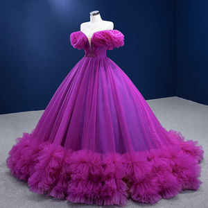 Vestidos de Fiesta LY-PD0239, Vestidos de Noche de Tul de Lujo con Línea A, Coloridos, con Volantes, Cuello en V, Decoraciones de Cuentas, Vestido de Graduación con Volantes - Product Image 4