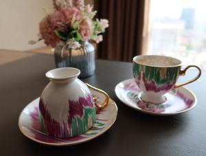 New Product 2 Cups Ceramic Nordic <b>Pink</b> and Green Luxury Coffee Sets Living Room Sets Porcelain Tea Cups and Saucers - Product Image 4