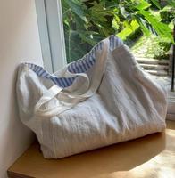 OEM & ODM Sac écologique en lin uni de qualité supérieure Sac fourre-tout à bandoulière de plage en lin naturel doux