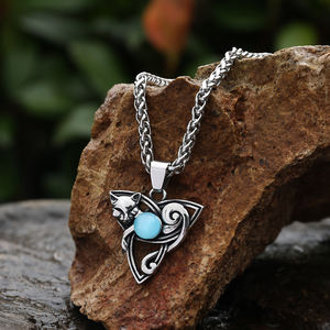 Design nordique <span class=keywords><strong>scandinave</strong></span> nordique Souvenir cadeau acier inoxydable opale pierre déesse Freya collier unisexe Viking bijoux - Product Image 3