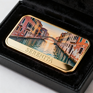 هدية تذكارية فاخرة للسفر مصنوعة حسب الطلب، سبيكة معدنية مطلية بالذهب مع طباعة بالأشعة فوق البنفسجية لمناظر طبيعية في البندقية، مناسبة كهدية أعمال فاخرة - Product Image 4
