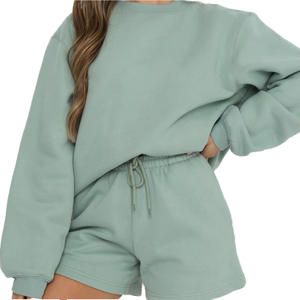 Conjuntos de Dos Piezas de Punto para Mujer, Primavera, Talla XL, Sudadera Corta de Cuello Redondo, Pantalones Deportivos Casuales, Antibolitas - Product Image 1