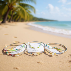 Cavigliere alla Moda in Acciaio Inossidabile con Perline Fatte a Mano Set da 12 Pezzi per Donna Accessori Gioielli - Product Image 3