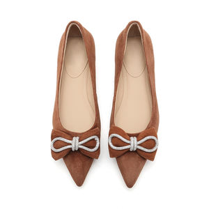 حذاء نسائي مسطح مصنوع من الجلد, حذاء نسائي مسطح بتصميم مدبب مناسب لحفلات الزفاف - Product Image 4