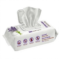 Lingettes apaisantes à la lavande BoWanGate pour chiens et chats - Sans alcool, sans sulfate, sans chlore, durables, 100 lingettes, en rotin