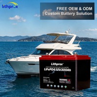 Moteur de pêche en mer avec batterie LiFePO4 12V 300AH Grade A Haute Tension Bluetooth Smart BMS Prise Anderson 6000 Cycles CE RoHS IP67