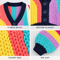 Cardigan court en maille pour femme, col en V, color block, simple boutonnage, manches longues, pour tenue décontractée