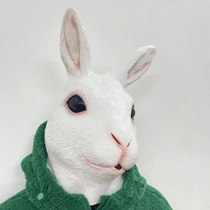Máscara de conejo de silicona, disfraz de animal blanco, sombrero para fiesta, talla unisex para adultos - Product Image 3