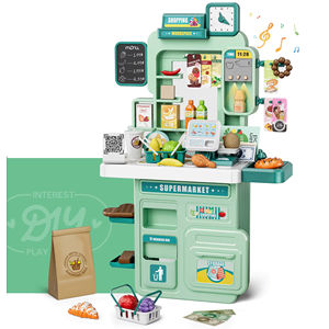 บ้านของเล่นปริศนาสำหรับเด็ก ชุดเชฟทำ<span class=keywords><strong>อาหาร</strong></span> 61 ซม. ของเล่นช็อปปิ้งอาหารจานด่วน ร้านขนมหวาน ของเล่นครัว ซูเปอร์มาร์เก็ต ของเล่นโต๊ะอาหารสำหรับเด็ก - Product Image 1