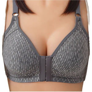 Sujetador de copa completa ajustable para mujer, Apertura frontal suave y fina con función de realce para tallas grandes sin anillos de acero, diseño de Brattle - Product Image 1