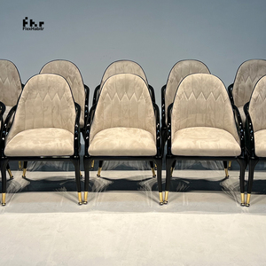 Modern <b>Velvet</b> Restaurant <b>Chairs</b> Midcentury Design Cushioned <b>Black</b> Frame Gold Feet Commercial Dining Furniture Set - Product Image 5