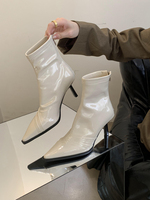 2024 femme mode bout pointu Sexy nœud robe bottines femmes talon aiguille bottes en cuir à talons hauts