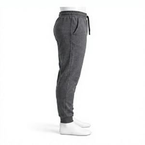Pantalon de jogging gris anthracite pour hommes en gros, survêtement personnalisé en molleton de coton avec revers élastiques et taille ajustable par cordon de serrage - Product Image 4