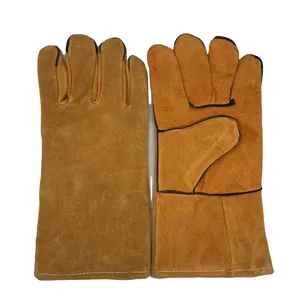 Gants de soudage en cuir véritable résistant aux coupures industrielles à double couche de protection des mains