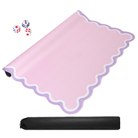 Tapis de Mahjong Américain Rose Ondulé, Design de Luxe Personnalisé, Tapis de Mahjong pour le Divertissement