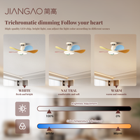 Ventilateur de plafond lumineux JianGao pour l'éclairage et la ventilation, 5 pales en bois, plusieurs couleurs, pour intérieur, vente en gros transfrontalière