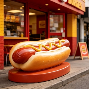 Escultura Gigante de Perrito Caliente de Fibra de Vidrio FRP F189, Estatua Decorativa para Centros Comerciales y Exteriores, Resistente a la Corrosión y a la Intemperie, Diseño Personalizado - Product Image 1