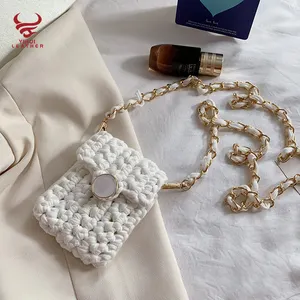 Vendedor superior 2022 hecho a mano mujer tejido algodón teléfono móvil <span class=keywords><strong>bolsa</strong></span> ganchillo bolsas - Product Image 1