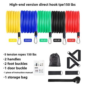Set di 11 Fasce di Resistenza, Bande Elastiche Regolabili da 10-50LB <span class=keywords><strong>con</strong></span> Ancoraggio per Porta e Maniglie per Allenamento di Forza ed <span class=keywords><strong>Esercizi</strong></span> a Casa - Product Image 5