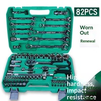 Kit de clés à douilles CR-V 82 pièces en acier au chrome-vanadium avec coffret de rangement rigide pour la réparation automobile et en atelier