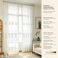 Rideaux Transparents Blancs Yun Zhu avec Broderie Florale, Rideaux en Dentelle Élégants pour Villa, Chambre, Salon, Hôtel