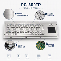 Teclado Industrial de Acero Inoxidable Personalizado de Precisión IP65 Resistente al Agua, 67 Teclas con Panel Táctil USB para Kiosco Médico, Máquina CNC