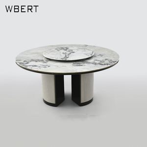 Mesa de comedor de mármol de lujo Italiana Moderna WBERT, muebles de marca de lujo personalizables de estilo Hong Kong de alta calidad, uso de cocina grande - Product Image 2