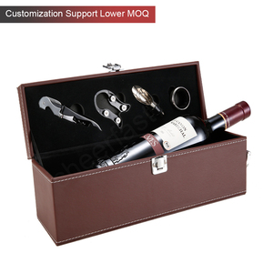 Chất Lượng Cao Giả Da Tay Cầm Hàng Đầu Và 4 Phụ Kiện Rượu Vang Du Lịch Hộp Quà Tặng Rượu Vang Quà Tặng Màu Đen Hộp Rượu Vang Bằng Da PU - Product Image 6