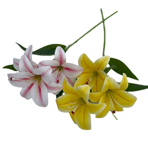 LFH Single Branch 3 Head Lily Simulation Small Home Decoration Flower Art False Simple <strong>Interior</strong> Landscape Arrangement <strong>Sil</strong> - Product Image 5