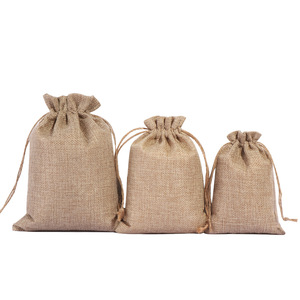 Small Custom Calico Jewelry Jute <strong>String</strong> <strong>Bags</strong> Jute <strong>Draw</strong> <strong>String</strong> <strong>Bags</strong> for Gift - Product Image 2