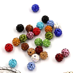 High Quality Round Polymer Clay Rhinestone Pave Crystal Shambhala Beads Disco Ball Beads For Jewelry Making Wedding Dress