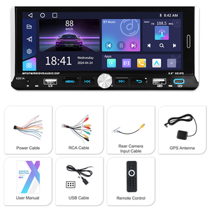 1din xe MP5 Máy nghe nhạc đài phát thanh 6.8 inch LCD màn hình điện dung đài phát thanh xe MP3 MP5 FM Máy nghe nhạc BT âm thanh xe hơi - Product Image 5