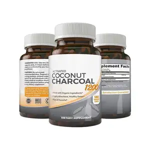 Gran oferta de pastillas de buena calidad para el sistema digestivo, hinchazón, desintoxicación, blanqueamiento dental, cápsulas de carbón de coco activado