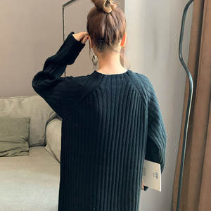 <span class=keywords><strong>Vestito</strong></span> da <span class=keywords><strong>donna</strong></span> maglione a coste con maglioni lunghi da <span class=keywords><strong>donna</strong></span> abiti Casual invernali da <span class=keywords><strong>donna</strong></span> Maxi maglione nero - Product Image 4