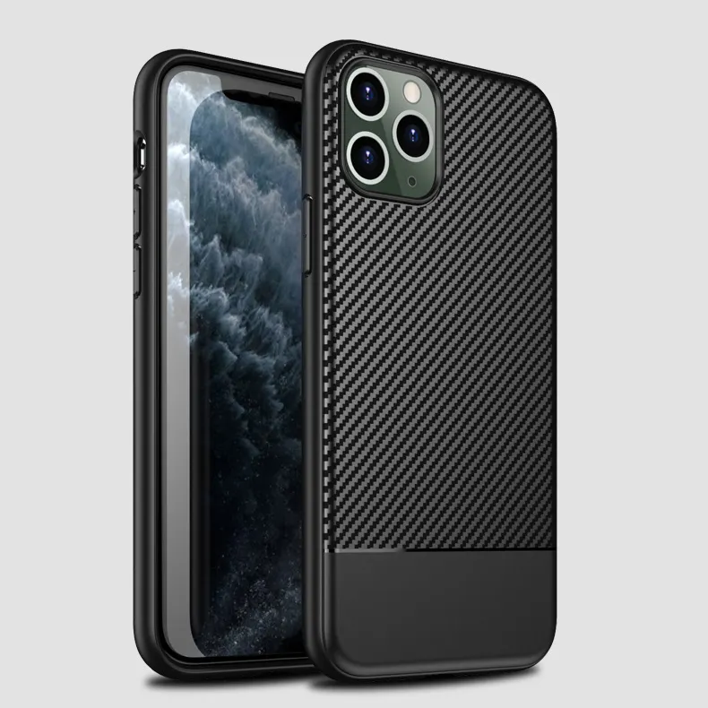 Nieuwe Ontwerp Mode Carbon Fiber Soft Tpu Cover Voor Iphone 11 12 Pro Max Telefoon Case