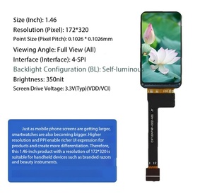 หน้าจอ IPS TFT LCD ขนาด 1.46 นิ้ว ความละเอียด 172x320 แบบเรืองแสงในตัว, ชิป JD9851A, อินเทอร์เฟซ 4-SPI แบบ ALL VIEW และหน้าจอแบบพกพาความสว่าง 350nit - Product Image 1