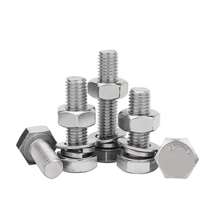 304 Stainless Steel Hex <b>Bolt</b> Nut Washer Set M5 M6 M8 M10 Grade 8.8 Construction Use - Product Image 1