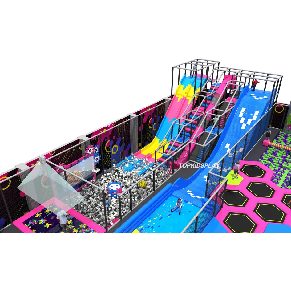 Customized Turkey Kids Jumping Bungee Square Fitness Adult Indoor Trampoline Park With Playground