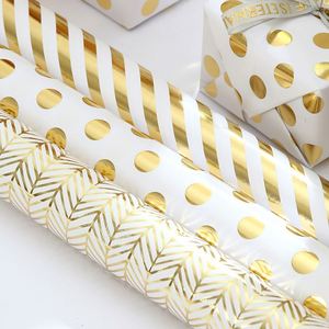 Wholesale Disposable Coated 80g Birthday Hot Stamping ArtPaper <b>Tissue</b> 43*300cm Gift Luxury Custom Packaging Wrapping <b>Paper</b> Roll - Product Image 5