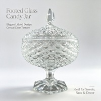 Pot à bonbons en verre gaufré classique avec couvercle, idéal pour ranger des bijoux ou comme décoration de salle à manger
