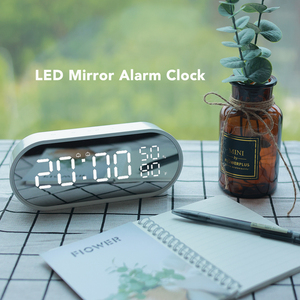 Réveil numérique LED avec fonction snooze, thermomètre de table, chargeur USB électronique, réveil intelligent avec miroir de bureau, <span class=keywords><strong>horloge</strong></span> de jour <span class=keywords><strong>pour</strong></span> les <span class=keywords><strong>seniors</strong></span> - Product Image 3