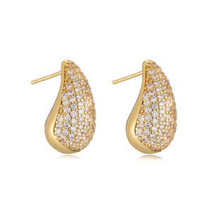 Boucles d'oreilles clous élégantes et tendance <span class=keywords><strong>en</strong></span> forme d'œuf de <span class=keywords><strong>pigeon</strong></span> pour femme, bijoux de luxe léger de forme irrégulière, style célébrité internet, zircon principal, laiton - Product Image 4