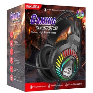 Casque de jeu Kakusiga circum-auriculaire avec microphone et éclairage RGB pour PC - Product Image 6
