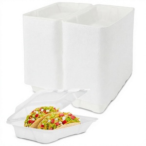 Compostable Bagasse Taco Food Container With Lid Disposable <b>Paper</b> Meal <b>Tray</b> 750ml Modern Takeaway Box - Product Image 4