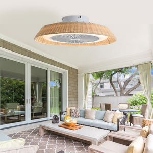 18 Inch Room Modern Rattan Rope Caged <strong>Ceiling</strong> Fans <strong>Lights</strong> New Designer <strong>Ceiling</strong> Fans <strong>with</strong> <strong>Lights</strong> and Remote Control - Product Image 3
