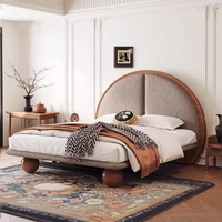Cadre de lit Queen nordique moderne couleur noyer chêne lit Double King Size lit français en bois massif pour la maison