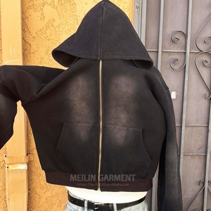 Custom Waffle Texture Knit Vintage Sun Faded Hoodie for <b>Men</b> <b>Jackets</b> <b>Pullover</b> Zip up Waffle Hoodies for <b>Men</b> - Product Image 3