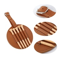 Support de t-shirt de golf en cuir PU avec 5 t-shirts en bois Sac de golf Clip de ceinture Accessoires de cadeau de golf
