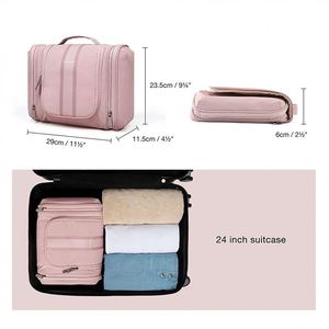 Neceser de Viaje para Mujer, Organizador de Artículos de Aseo con Gancho para Colgar, Bolsa de Maquillaje Cosmética Resistente al Agua - Product Image 3