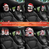 Housse de coussin de voiture extensible en tissu polyester lavable à thème de Noël, douce et confortable, décorative, pour appuie-tête de siège auto